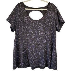 Torrid Floral Peplum Keyhole Short Sleeve Blouse Sz 3